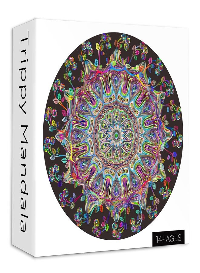 PPuzzling Mandala Flower Puzzles for Adults 1000 Pieces, Difficult Impossible Hard Puzzle, Round Colorful Trippy Challenge Jigsaw Puzzle - Image 1